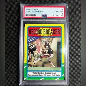 1986 Topps Football #7 Walter Payton Chicago Bears HOF PSA 8 NM-MT